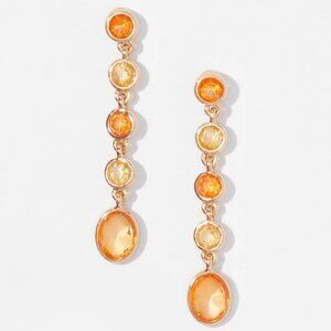 WHBM Gold + Peach Crystal Drop Linear Earrings MATCHING NECKLACE LISTED TOO